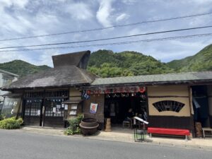 Dark wood shop front on traditional Tsuwano street